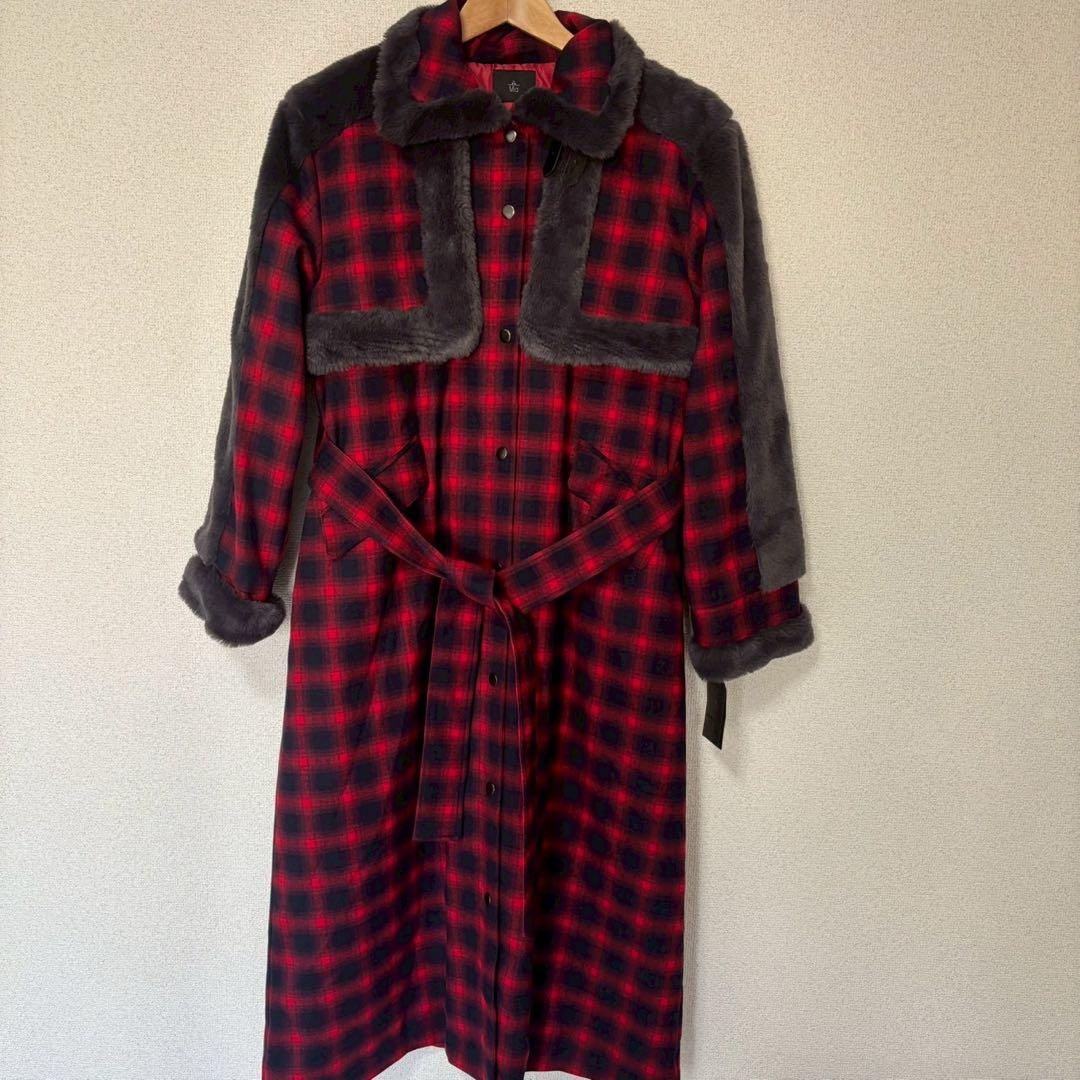 【タグ付き】Mia Asterism ファー付きチェックコート