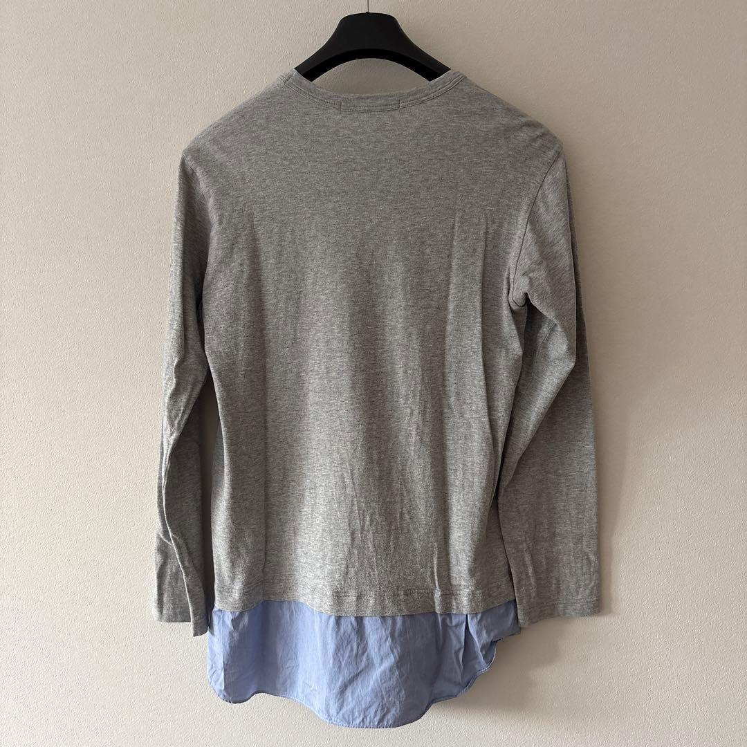 Lサイズ：コムデギャルソンシャツ ドッキング カットソー グレー/ライトブルー