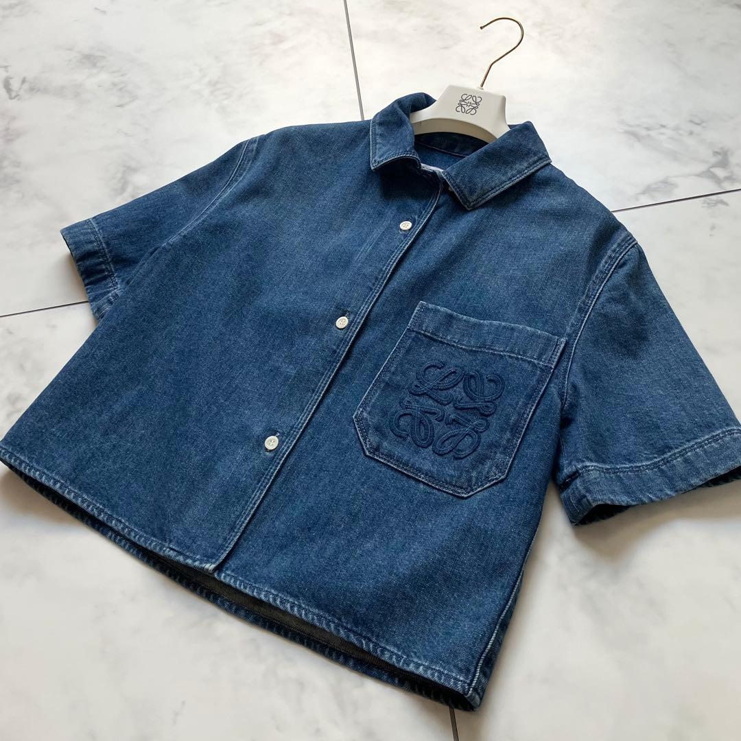 LOEWE ロエベ タグ付新品完売商品 ショートスリーブ デニムシャツ 32