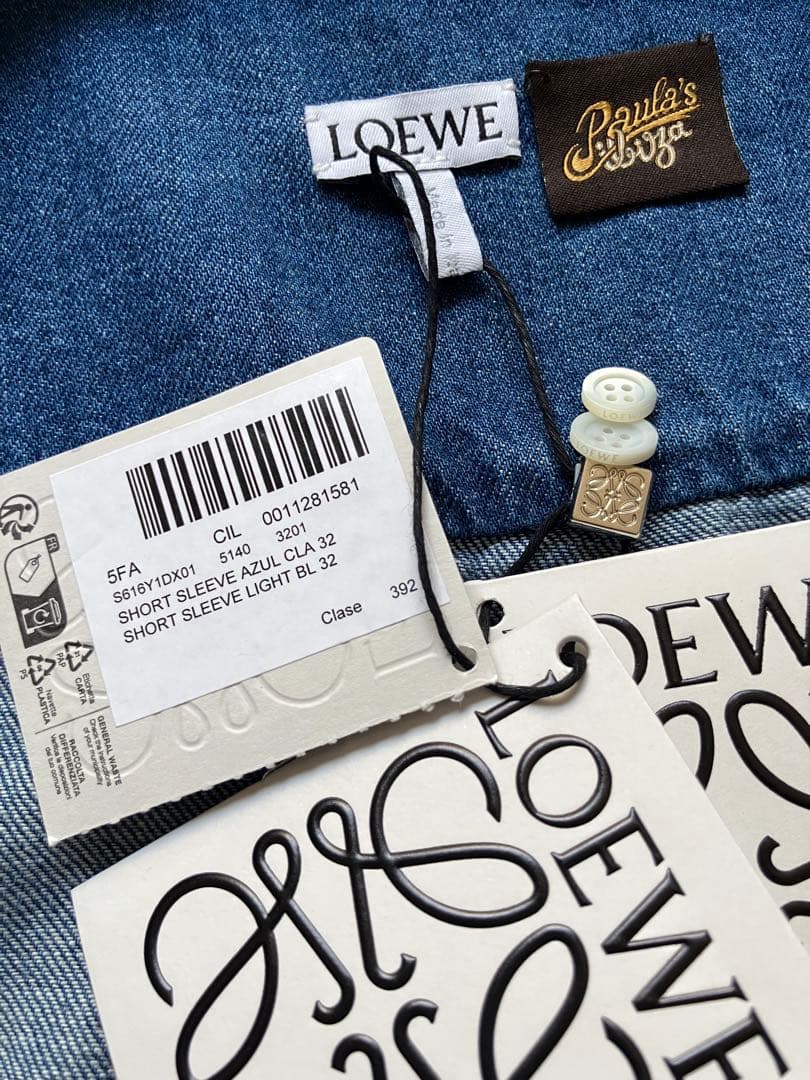 LOEWE ロエベ タグ付新品完売商品 ショートスリーブ デニムシャツ 32