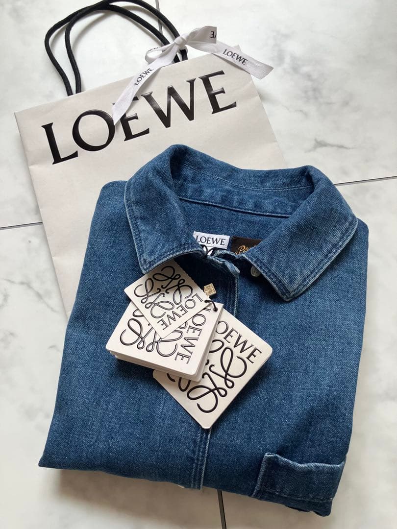 LOEWE ロエベ タグ付新品完売商品 ショートスリーブ デニムシャツ 32