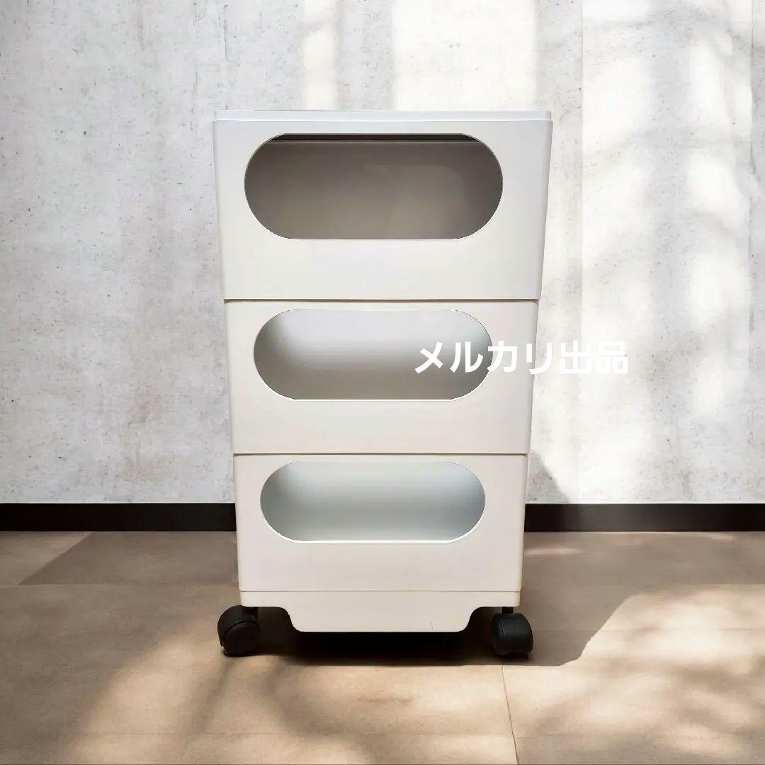 ボビーワゴン B-LINE 3段5トレイ　白　インナートレー２点　天板3ピース