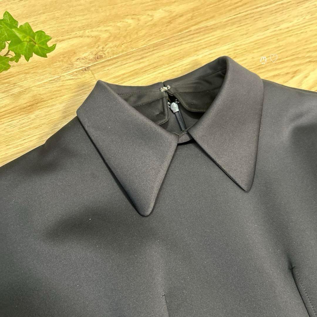 CELFORDセルフォード　ポンチ半袖トップス36ペプラムシルエット衿取り外し可