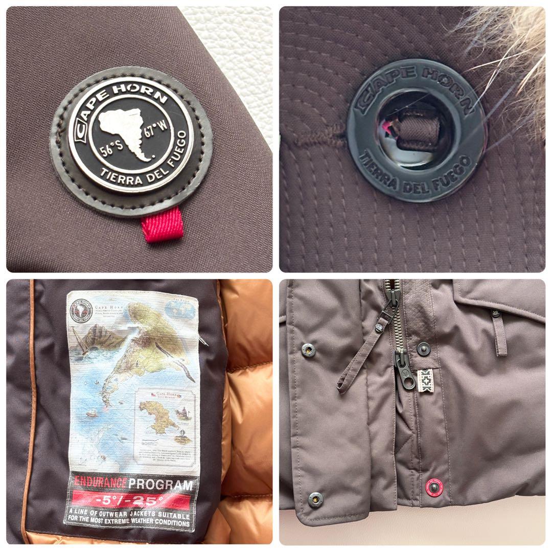 01954 未使用タグ付　Cape horn ダウンコート　ラクーンファー　44