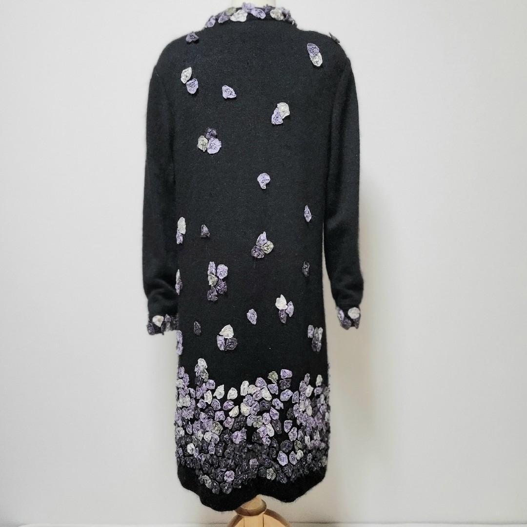 ATELIER SAGAN アトリエサガン ノーカラー コート 黒 刺繍