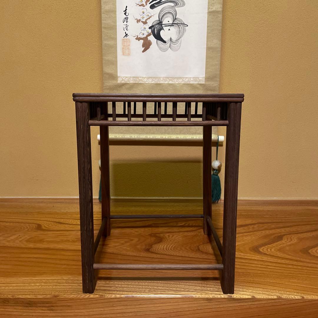 【唐木】懸崖1.1尺 盆栽台 黒檀 ビンテージ品 高卓(こうしょく)やや低くめ