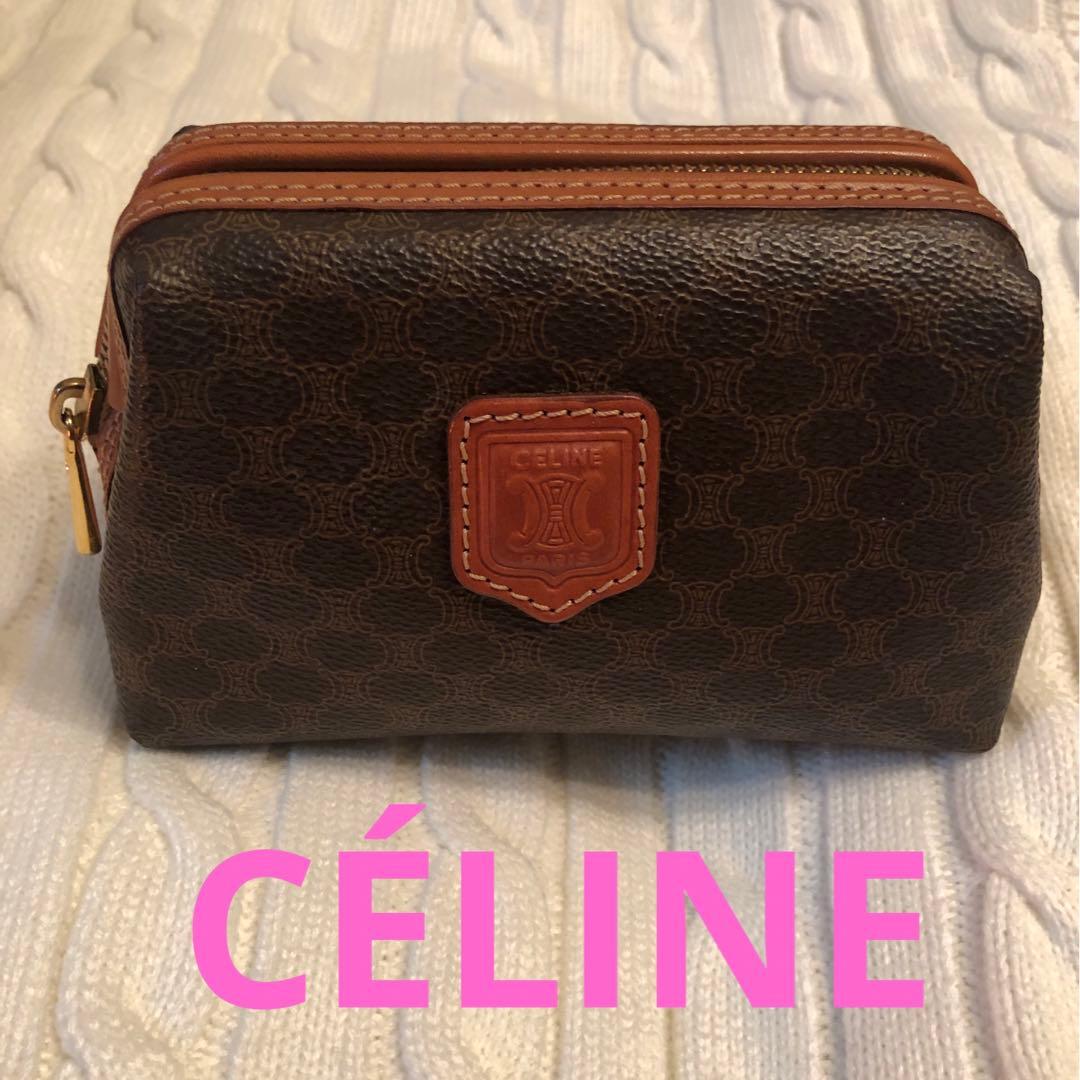 CELINE マカダム柄 化粧ポーチ 訳あり美品