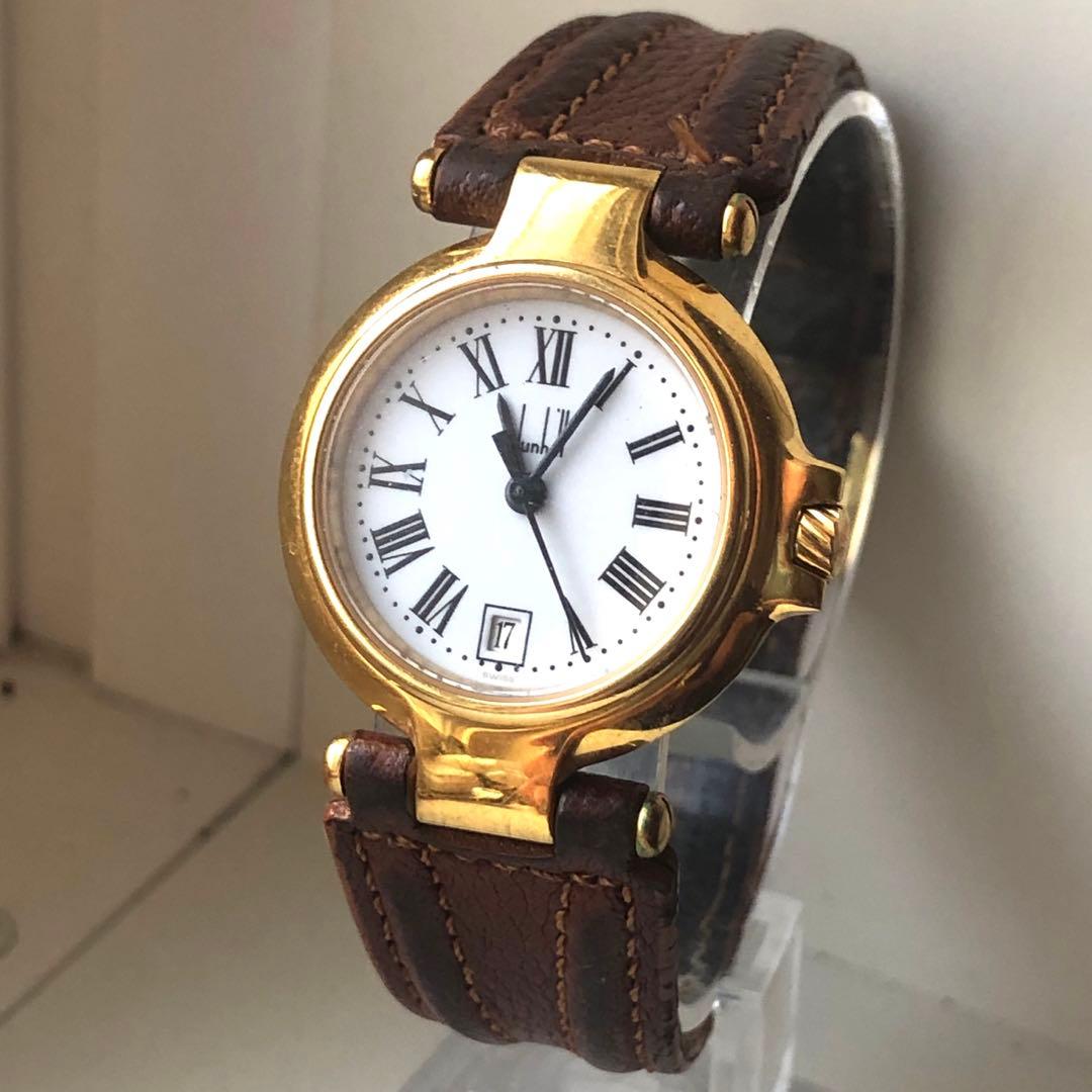 ダンヒル　ローマン　レザーベルト ホワイト文字盤 時計