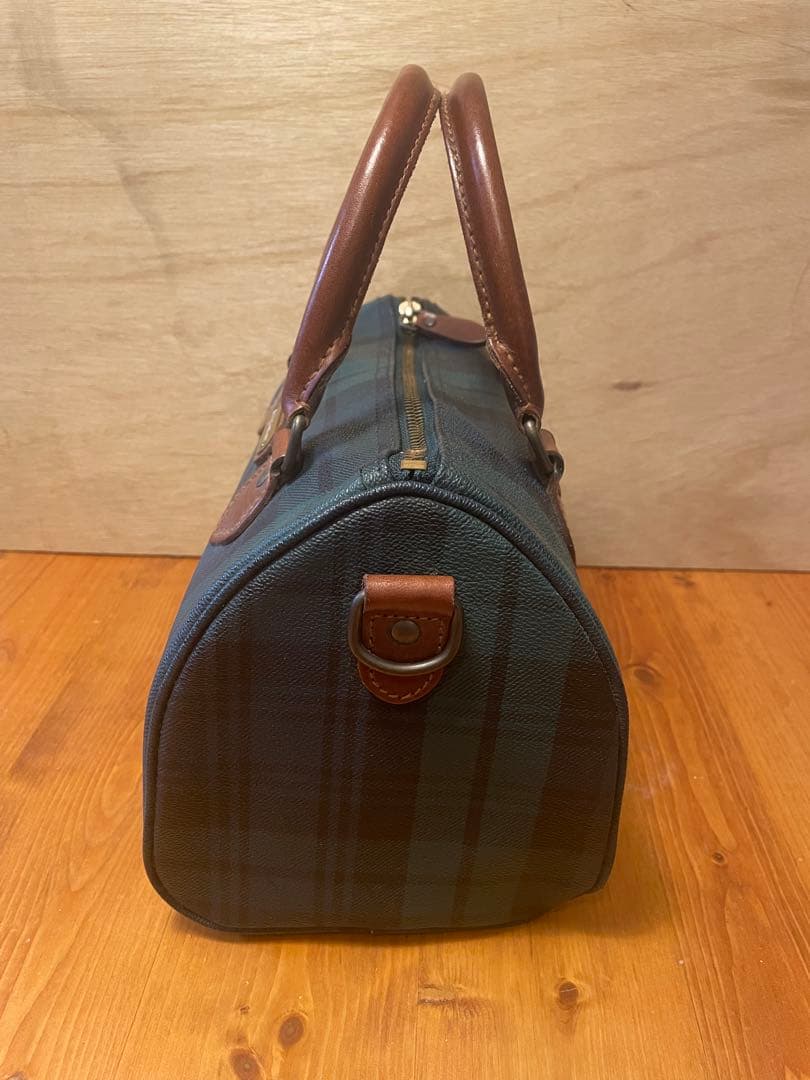 ポロラルフローレン ミニボストンバッグ グリーン PVCレザー 緑