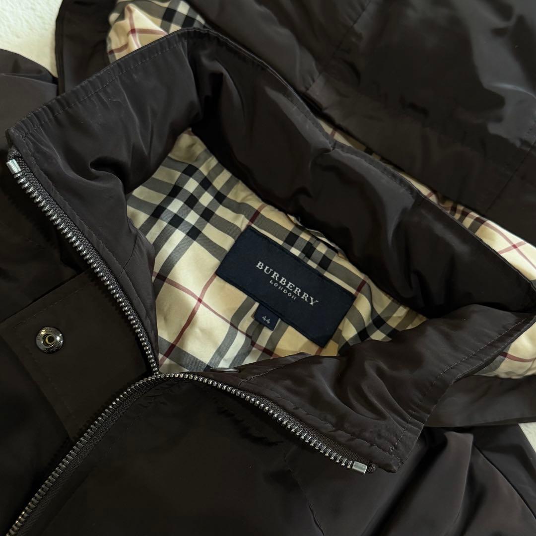 バーバリーロンドン　ダウンジャケット　ノバチェック　フード　3L　ブラウン