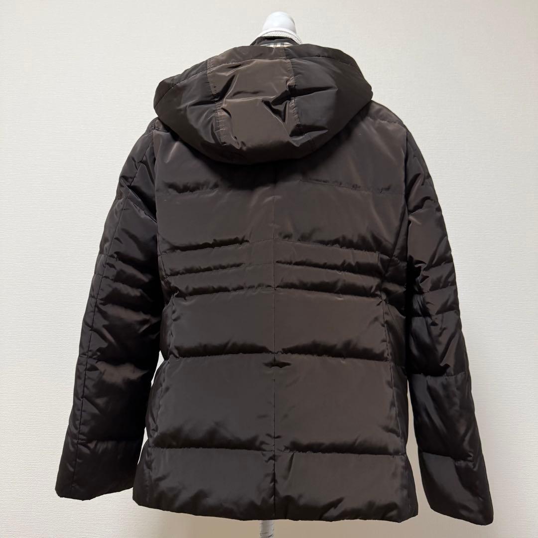 バーバリーロンドン　ダウンジャケット　ノバチェック　フード　3L　ブラウン