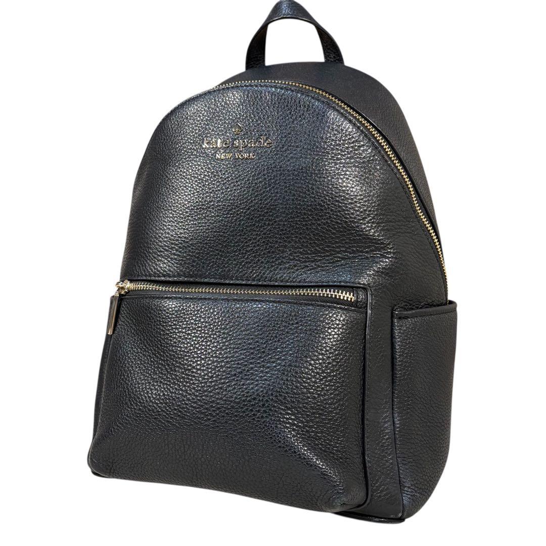 【美品】Kate Spade シボ革　バックパック　リュック　オールレザー　黒