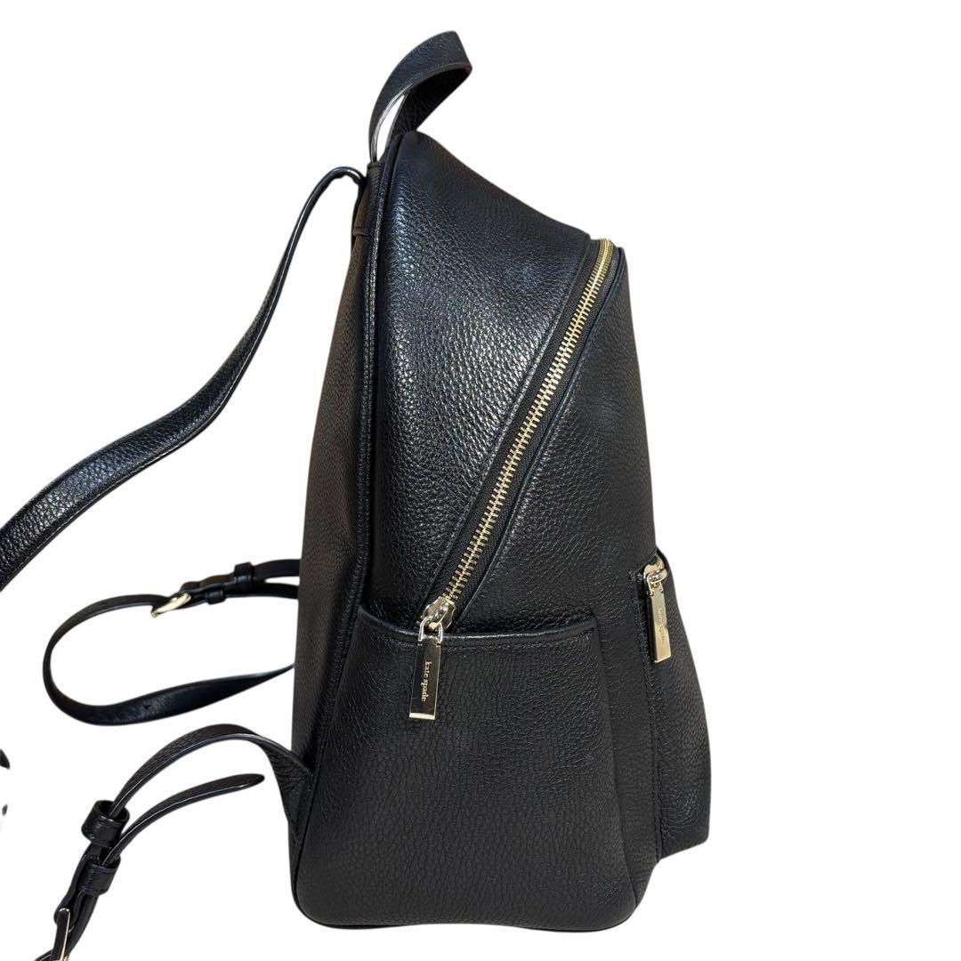 【美品】Kate Spade シボ革　バックパック　リュック　オールレザー　黒