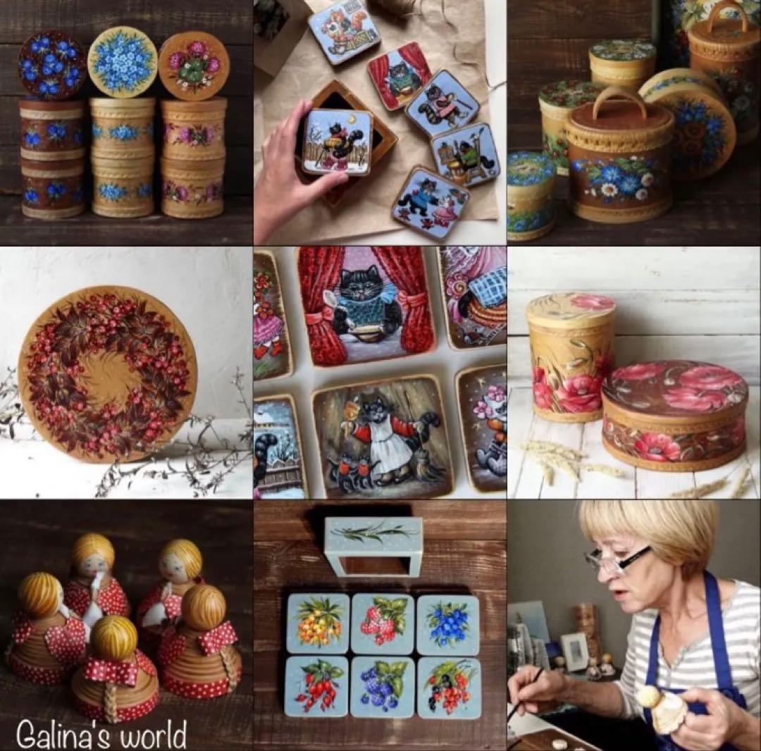 ロシア雑貨☆『霧の中のハリネズミ』コースター6枚&専用Boxマトリョーシカ