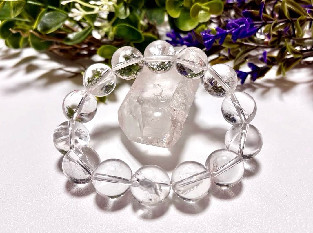 夢幻品質　ヒマラヤ幻の聖山　オールドカイラス水晶の手磨き幻珠ブレス　15.2㎜