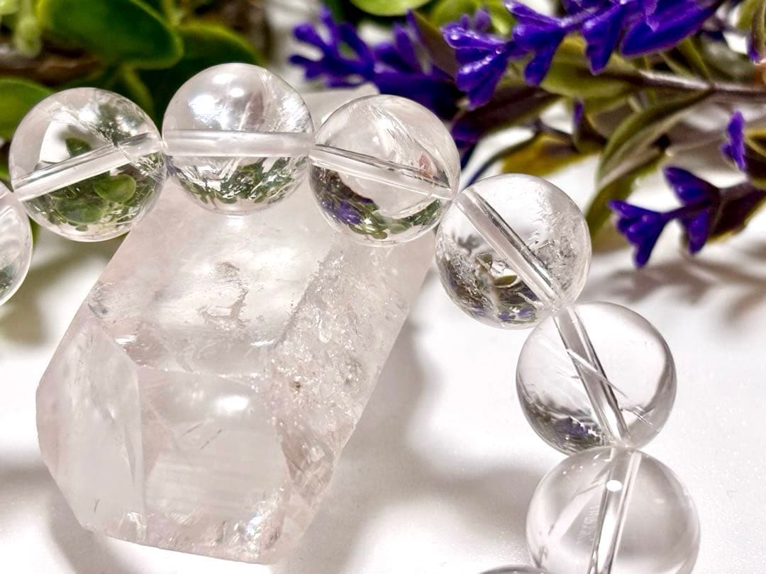 夢幻品質　ヒマラヤ幻の聖山　オールドカイラス水晶の手磨き幻珠ブレス　15.2㎜