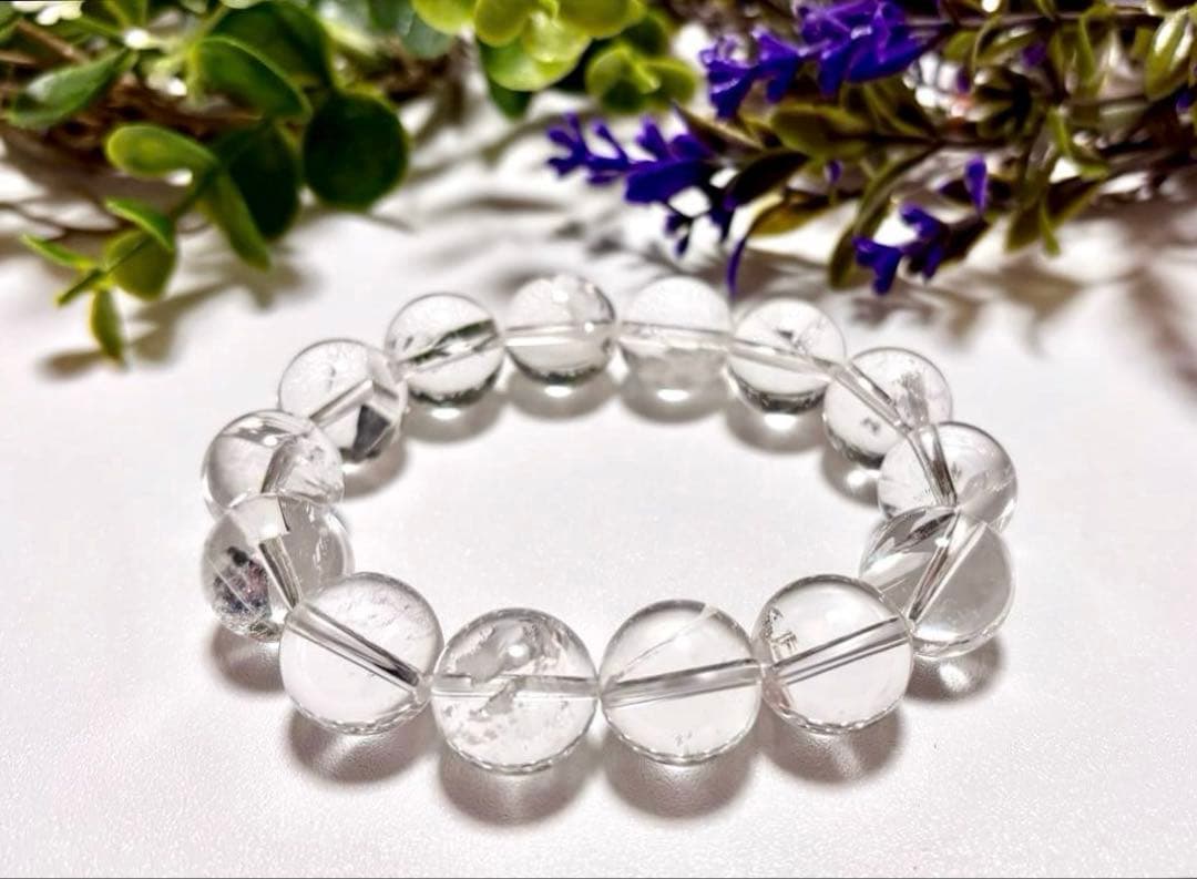 夢幻品質　ヒマラヤ幻の聖山　オールドカイラス水晶の手磨き幻珠ブレス　15.2㎜