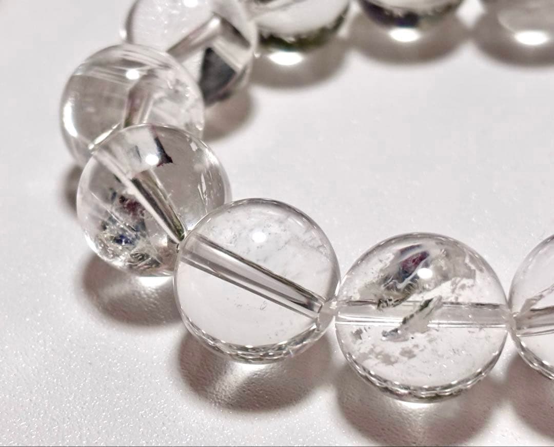 夢幻品質　ヒマラヤ幻の聖山　オールドカイラス水晶の手磨き幻珠ブレス　15.2㎜