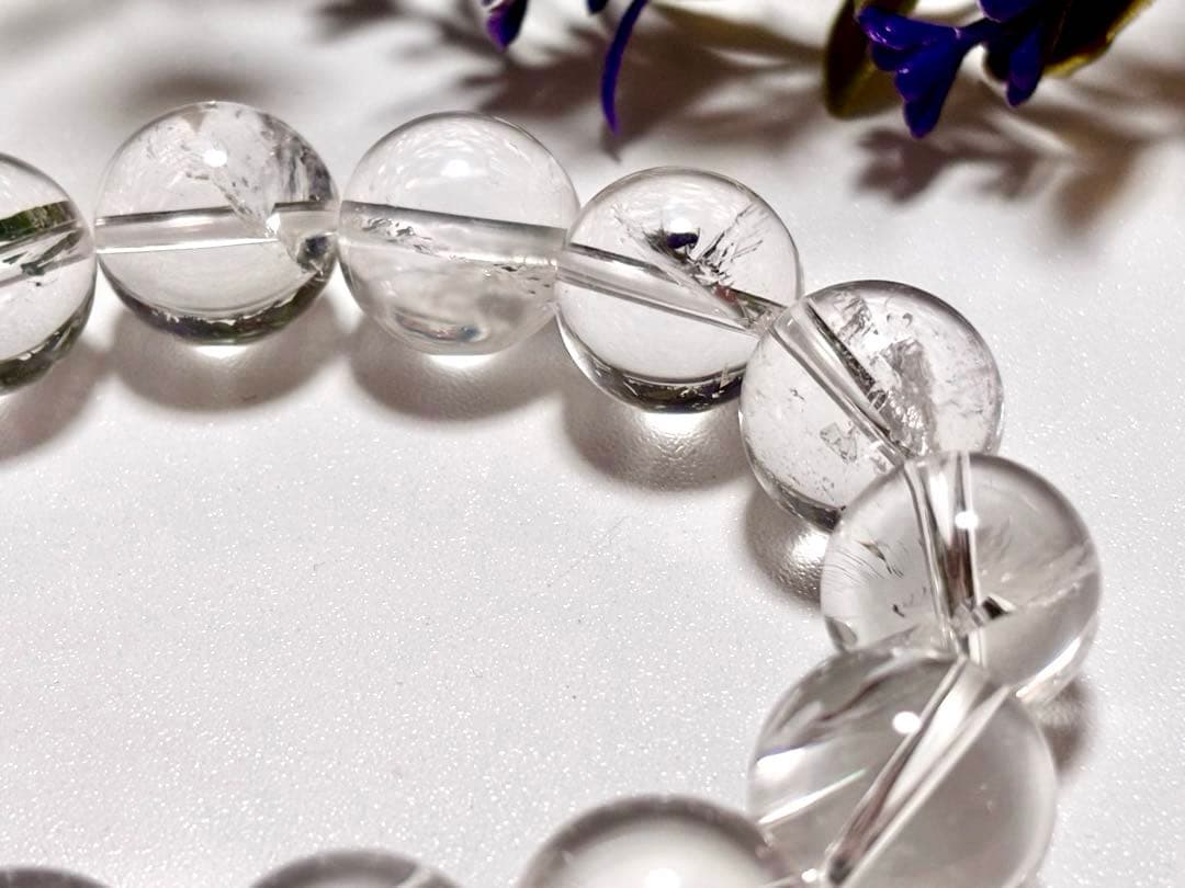 夢幻品質　ヒマラヤ幻の聖山　オールドカイラス水晶の手磨き幻珠ブレス　15.2㎜