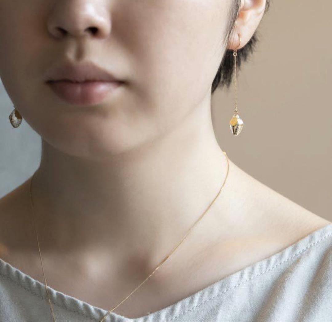 【定価24,200円】HARIO ピアス「Haku」K10 金箔 ガラスストーン