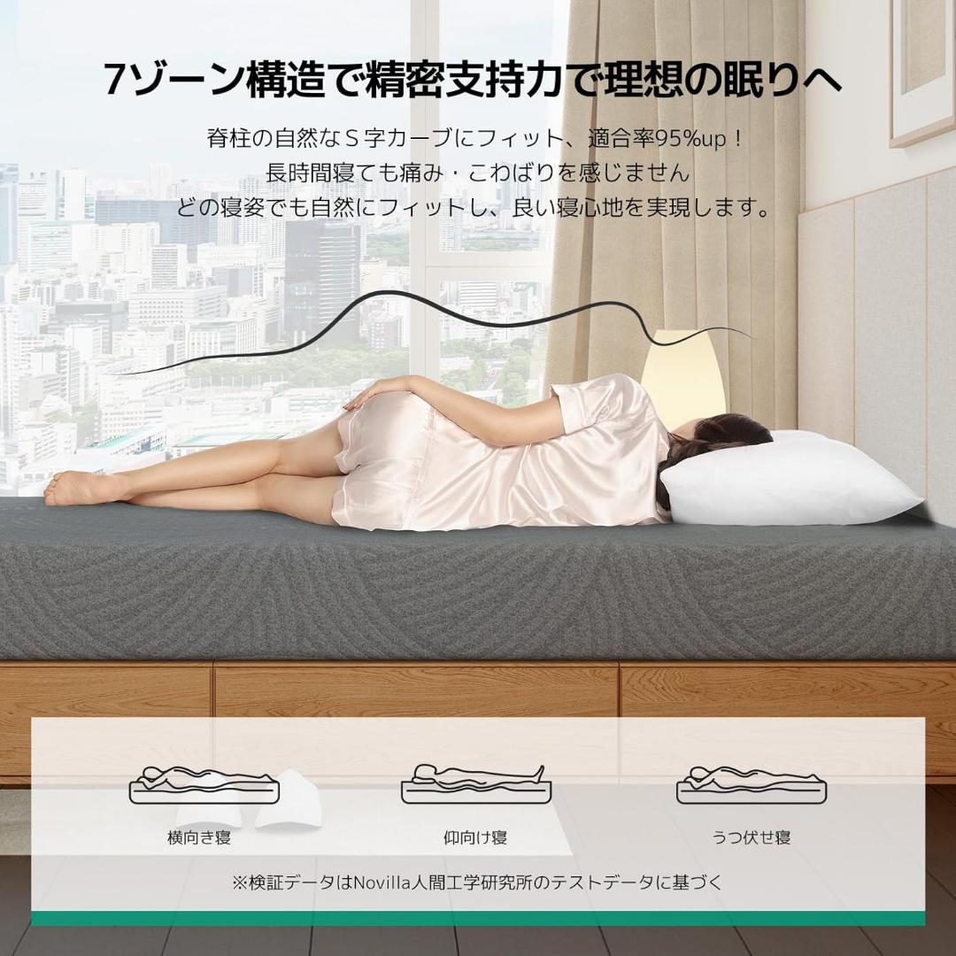 マットレス シングル やや硬め 厚さ21cm 緑茶成分 低反発 圧縮梱包 グレー