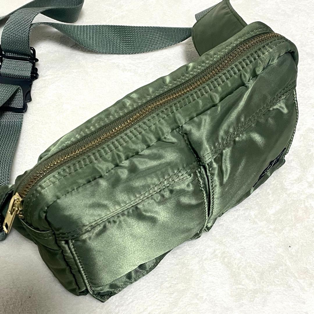【未使用級】 PORTER タンカー ボディバッグ セージグリーン