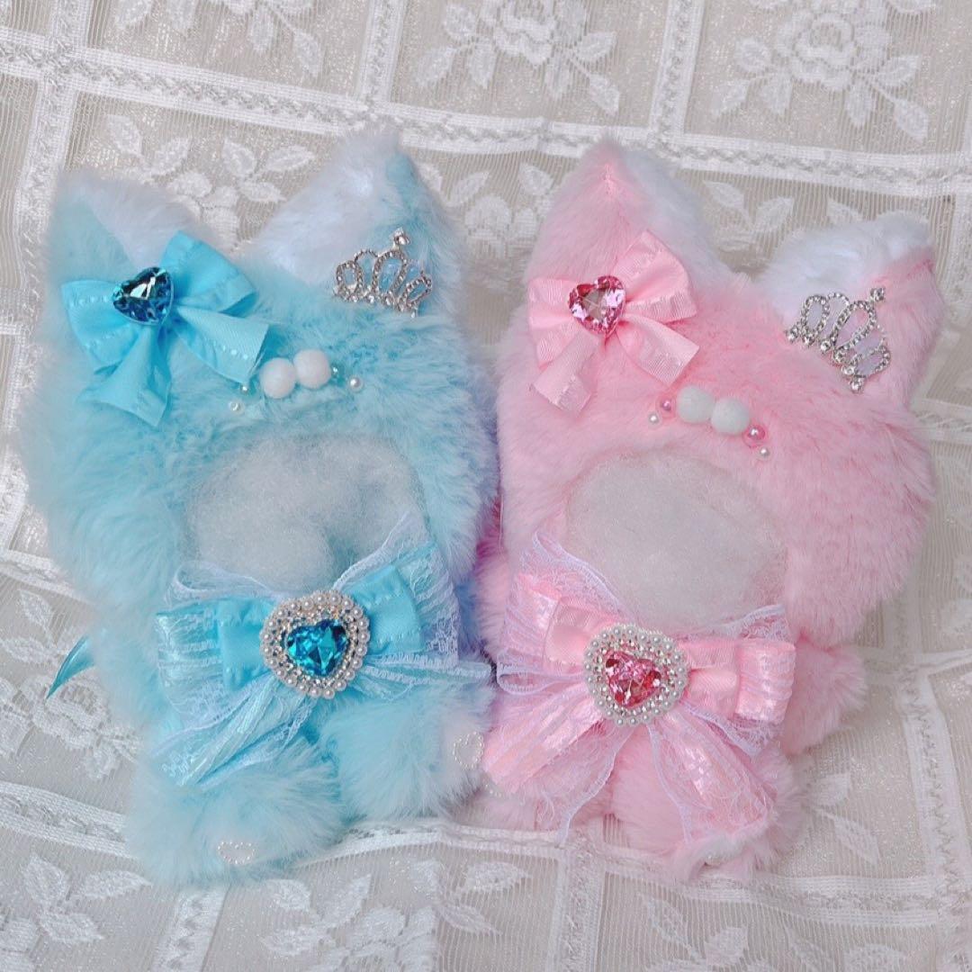 b157 ぬい服 12cm ちびぐるみ 着ぐるみ おすわり ピンクブルー狼セット