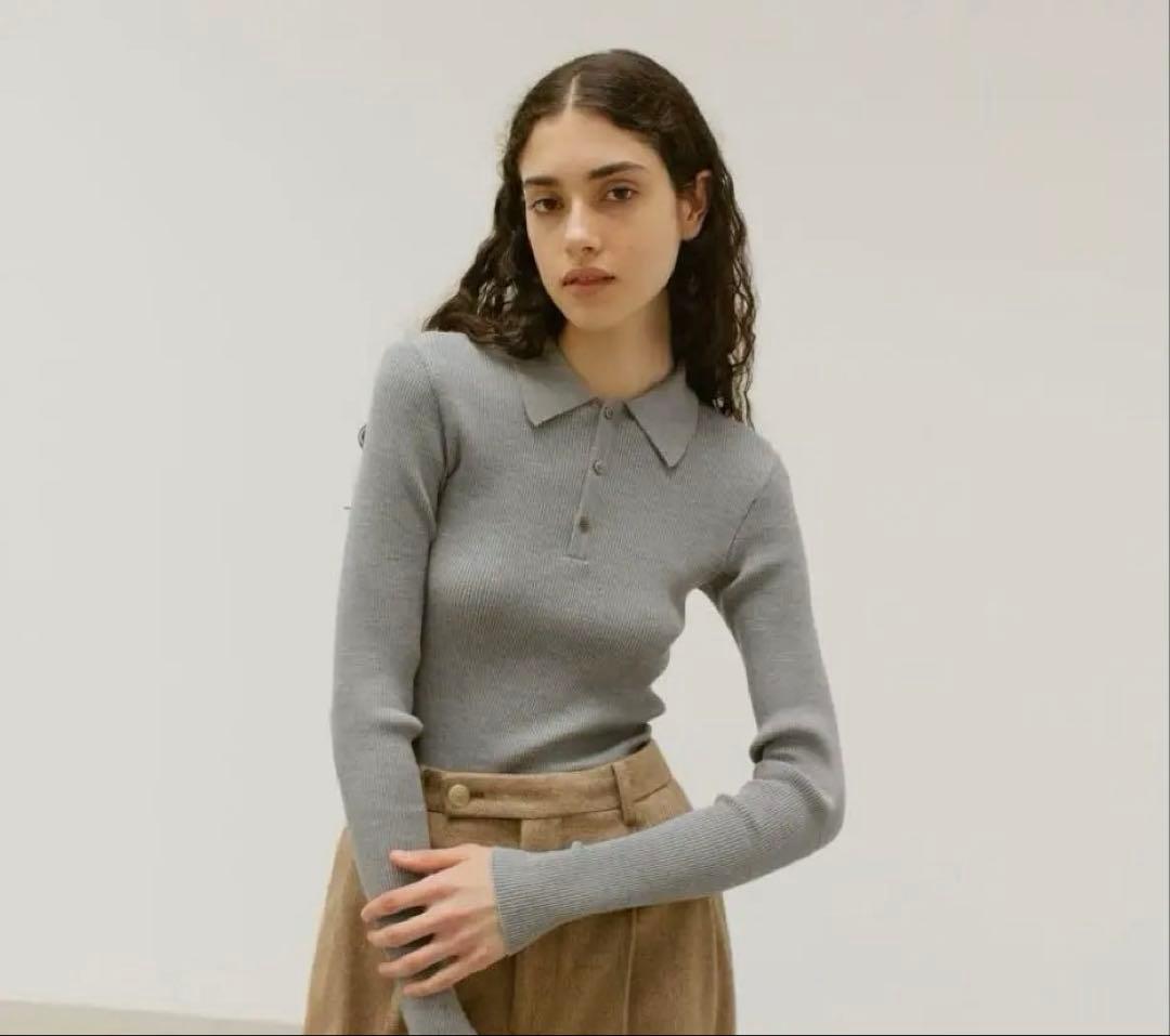 トップス AURAALEE HIGH GAUGE RIB KNIT POLO