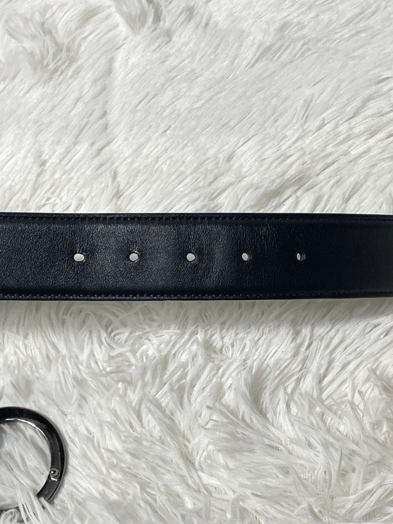 BVLGARI ブルガリ 本革　レザーベルト サークルロゴ ブラック98cm