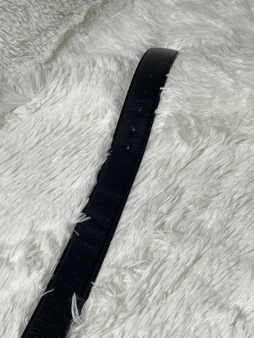 BVLGARI ブルガリ 本革　レザーベルト サークルロゴ ブラック98cm