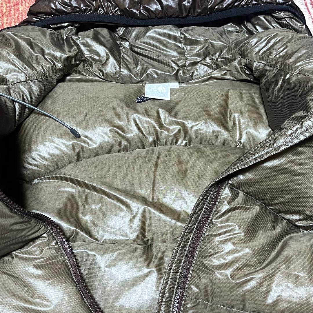 THE NORTH FACE フード付きダウンジャケット ブラウン×カーキ