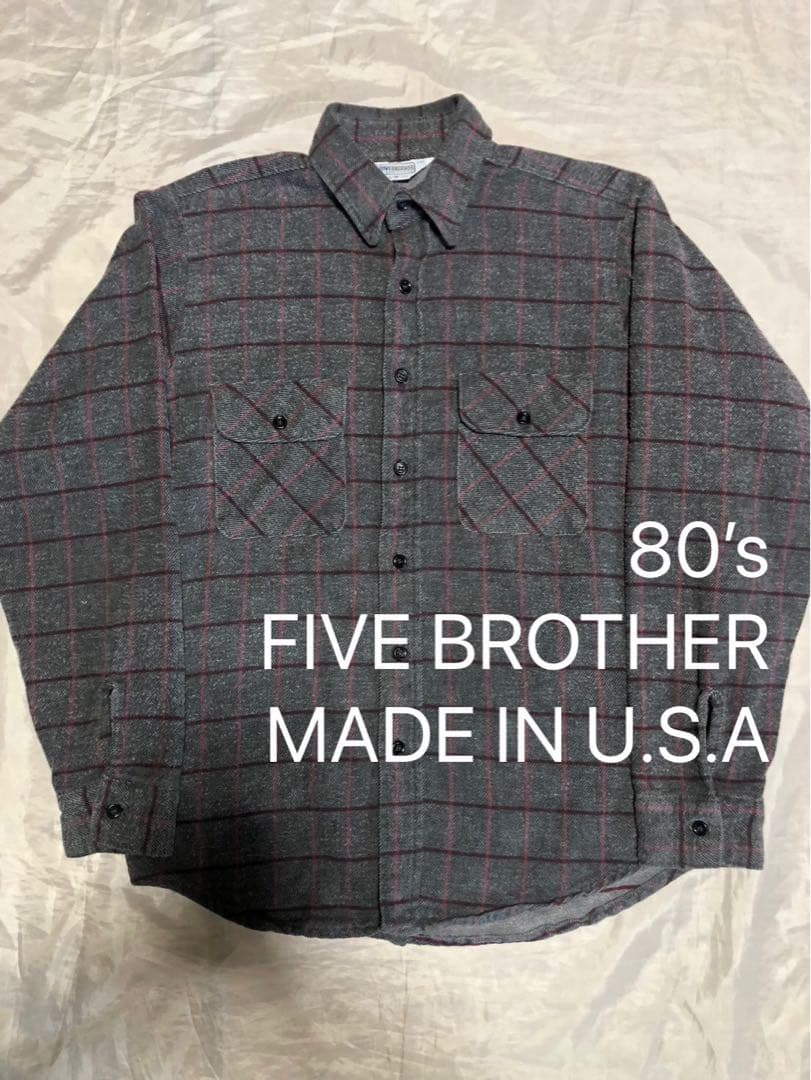 状態良好 グレピン 80’s USA製 FIVE BROTHERヘビーネルシャツ
