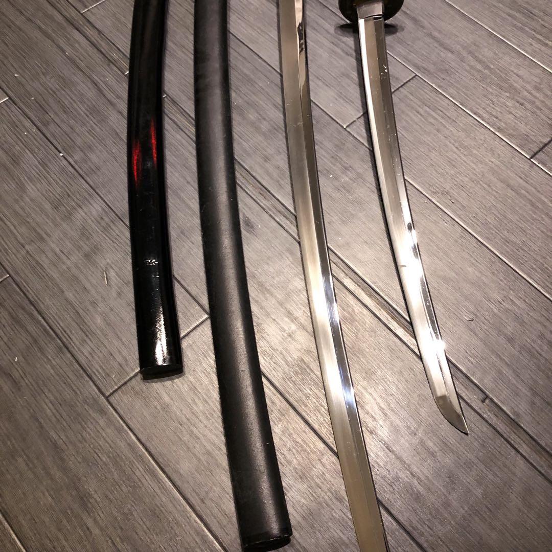 高級模造刀　高級居合刀　太刀　大小セット　本研波刃　亜鉛合金　地肌