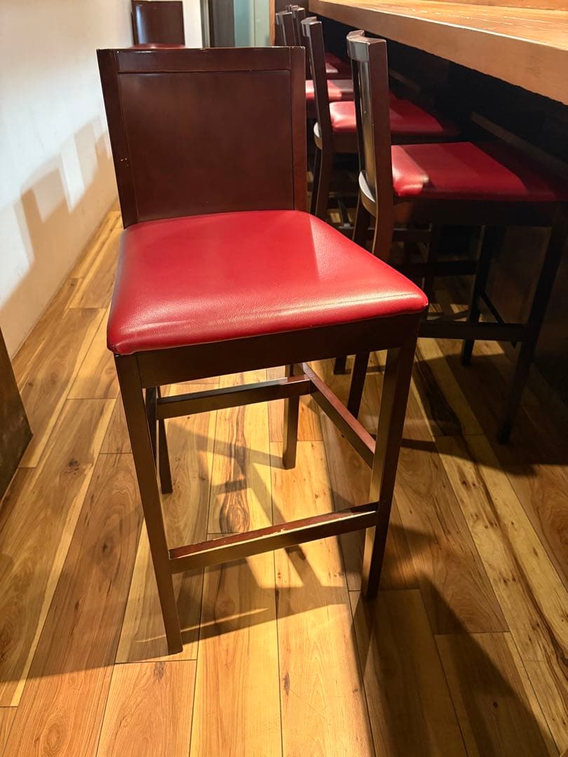 居酒屋向き9脚セット 赤いレザー風バースタイルチェア