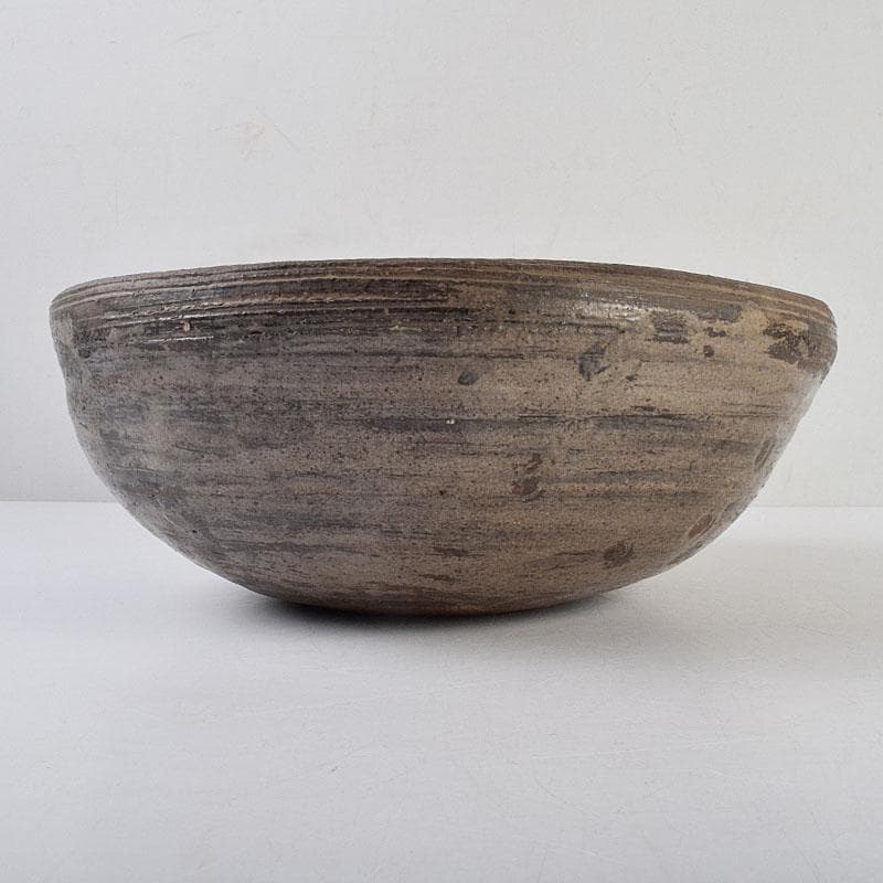 茶道具　瀬戸焼　加藤春岱作　三島写　染付花文　刷毛目　鉢　V　R9291