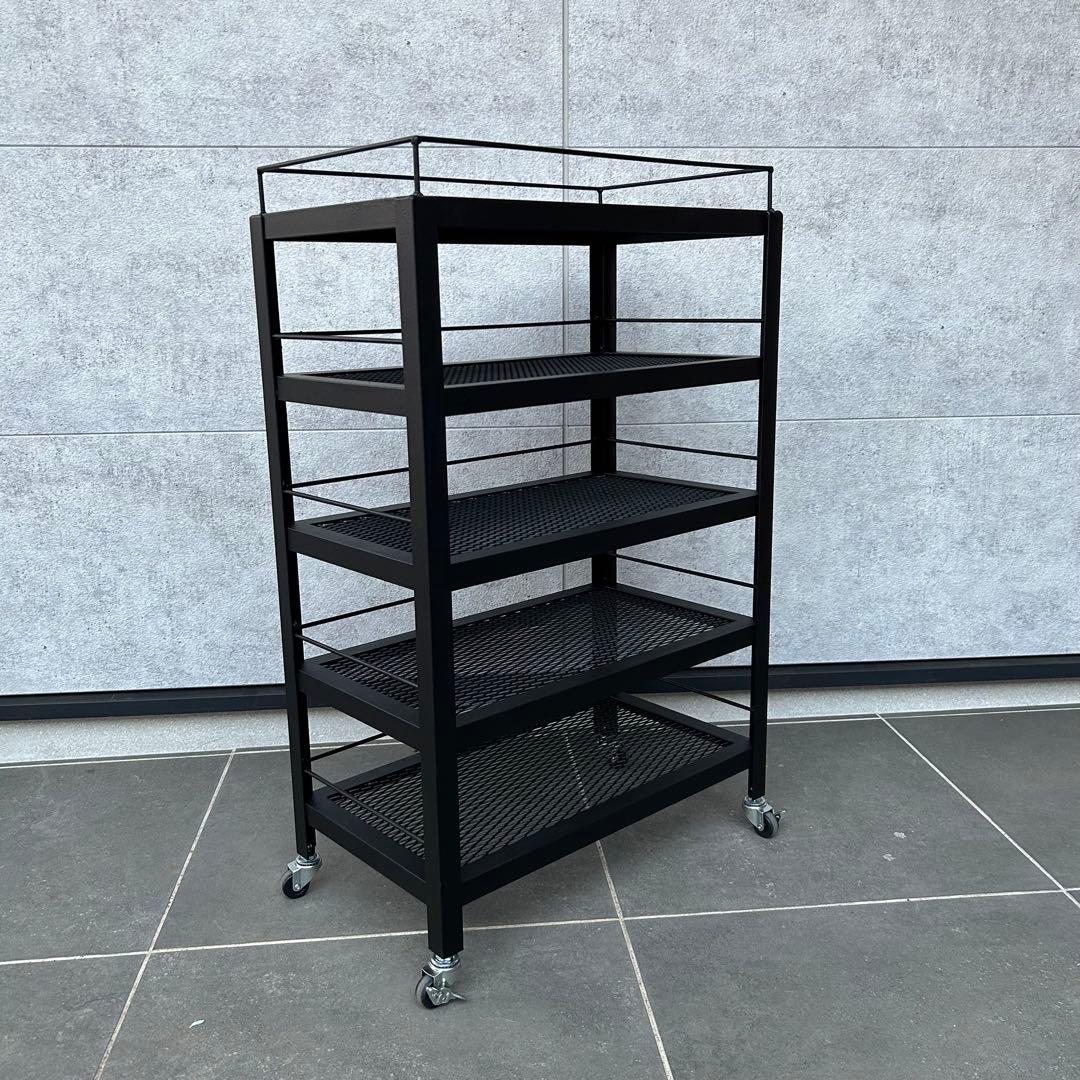 アイアンシェルフ 5段 美容室ワゴン シューズラック オープンシェルフ