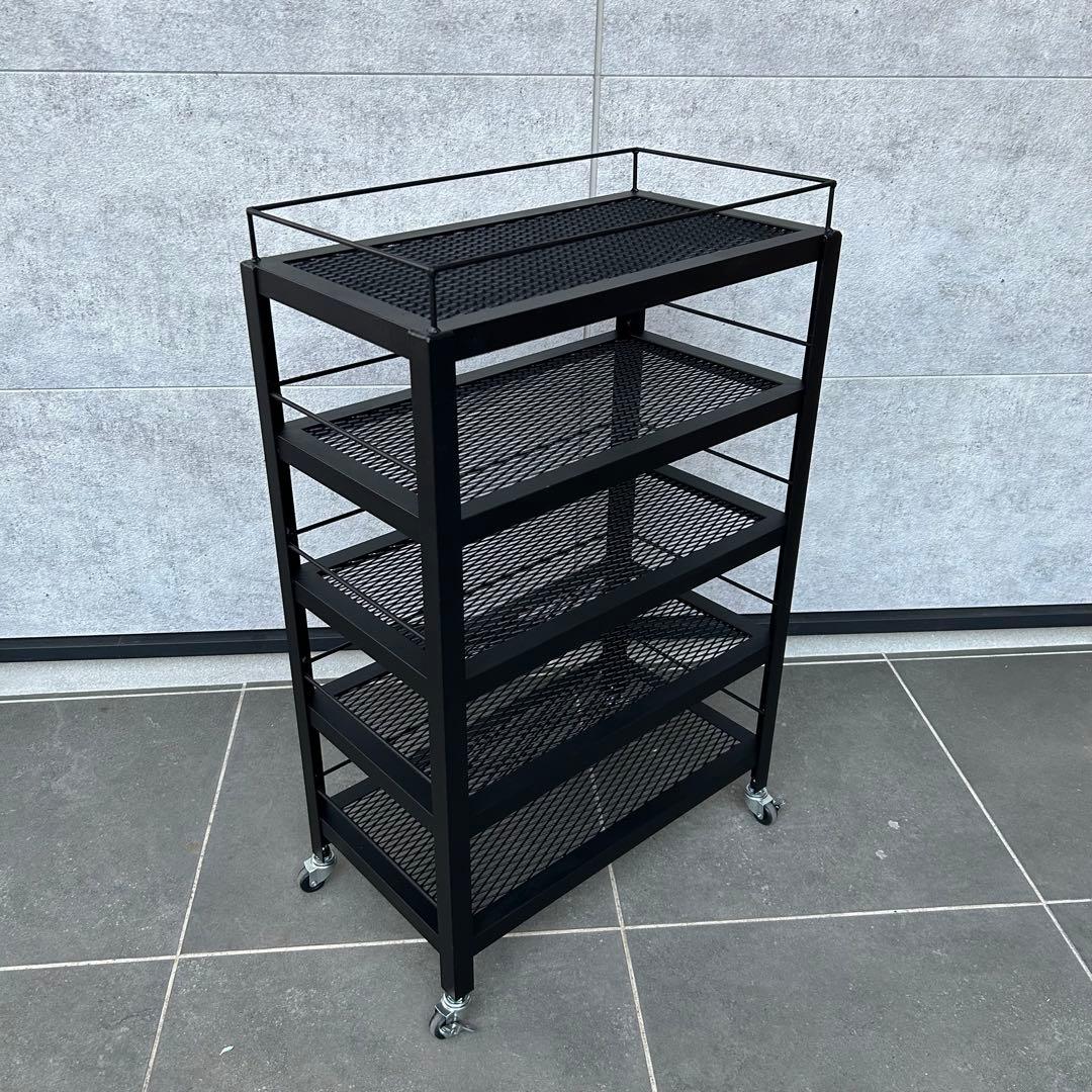 アイアンシェルフ 5段 美容室ワゴン シューズラック オープンシェルフ
