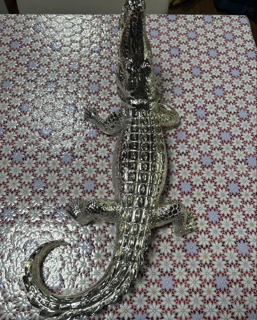 クロコダイル シルバー 置物