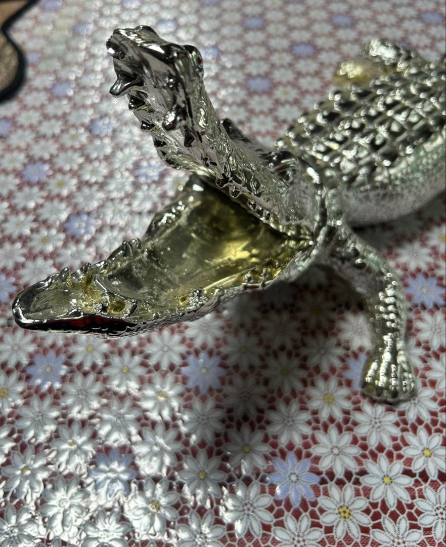 クロコダイル シルバー 置物