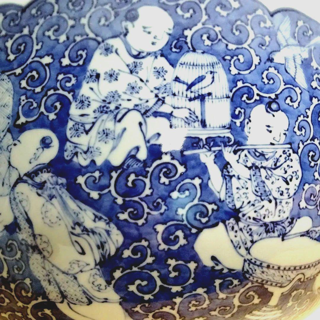 ☆ 平安一星 清水焼 唐子文大鉢