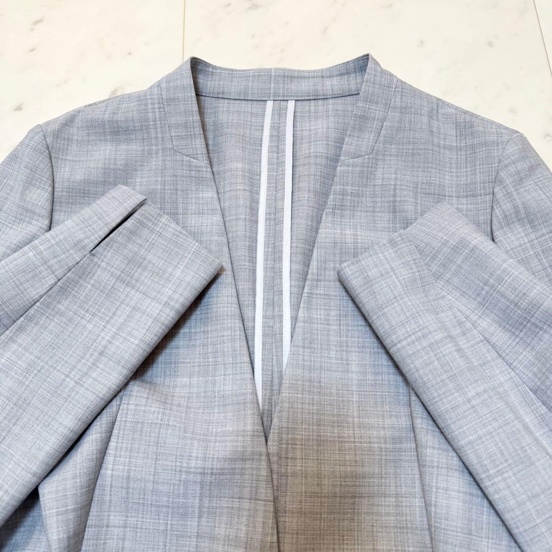 【新品】グリーンレーベル パンツスーツ セットアップ 洗える ノーカラー