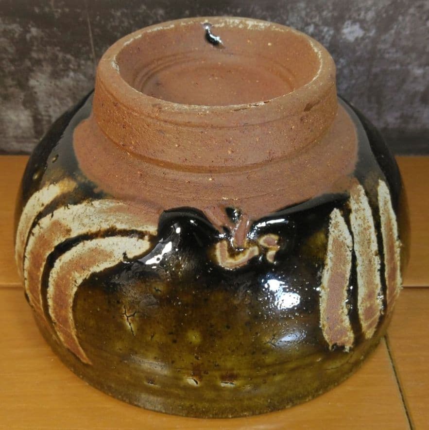 りー！本人書付共箱！人間国宝 金城次郎 指カキ茶碗 栞 共箱 美品 壺屋焼