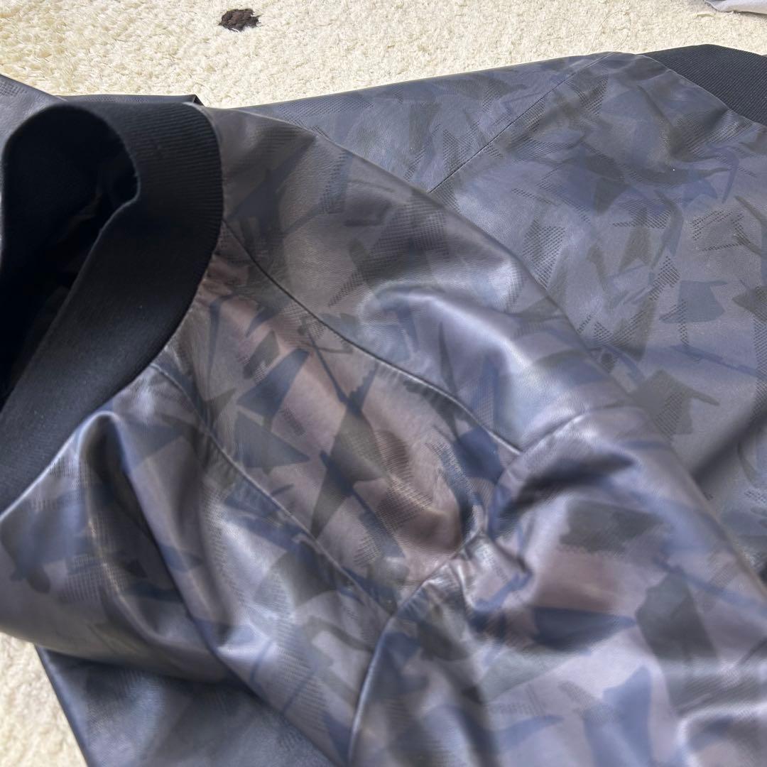 セオリー Theory 総柄 レザーボンバージャケット 本革 ネイビー ブラック