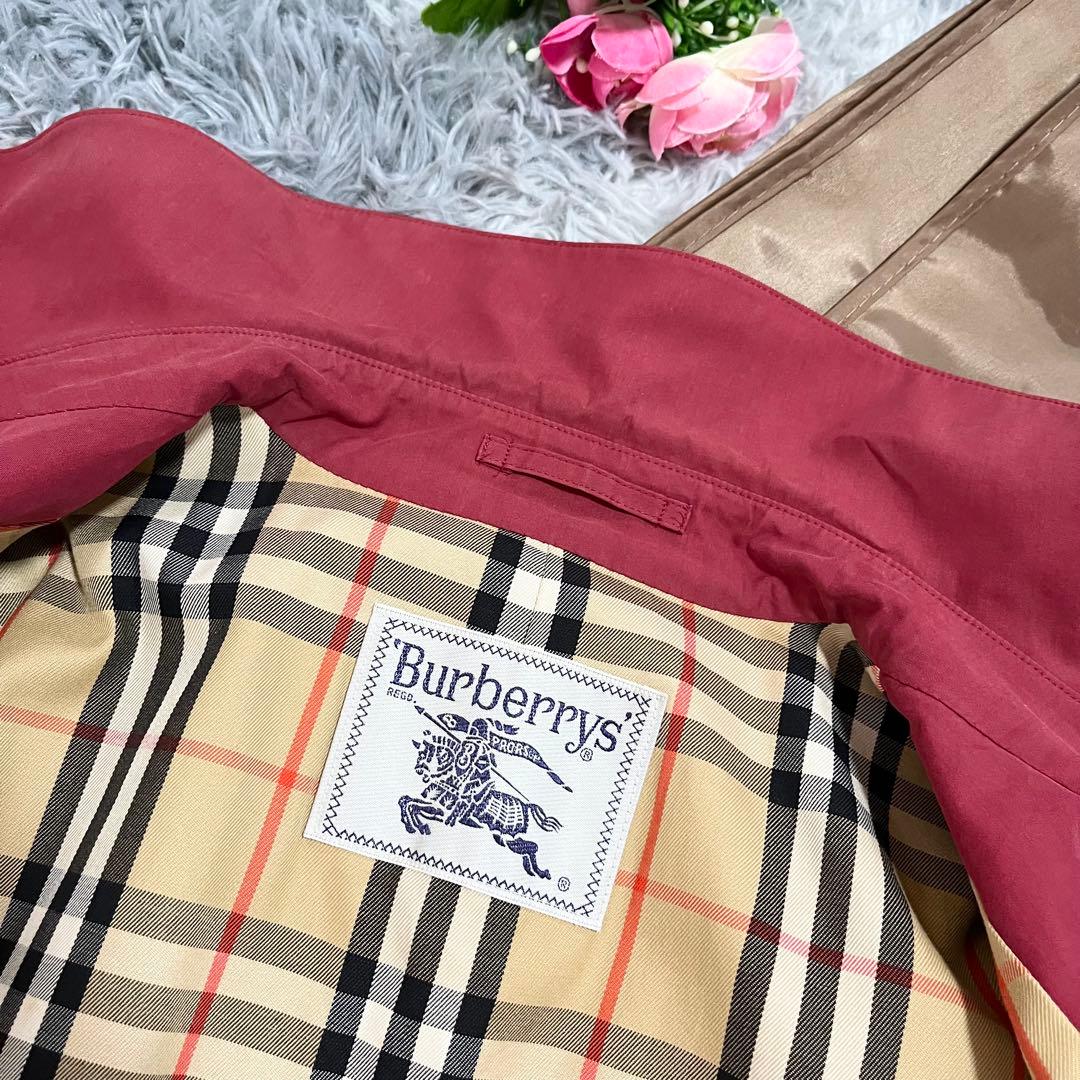 Burberrs トレンチコート　ノバチェック　赤　金ボタン　ベルト付き　9AR