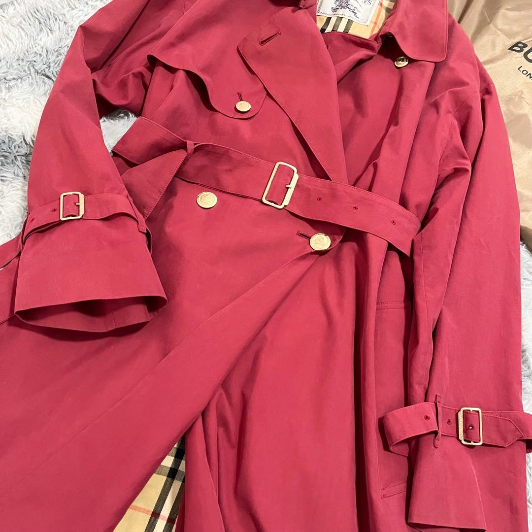 Burberrs トレンチコート　ノバチェック　赤　金ボタン　ベルト付き　9AR
