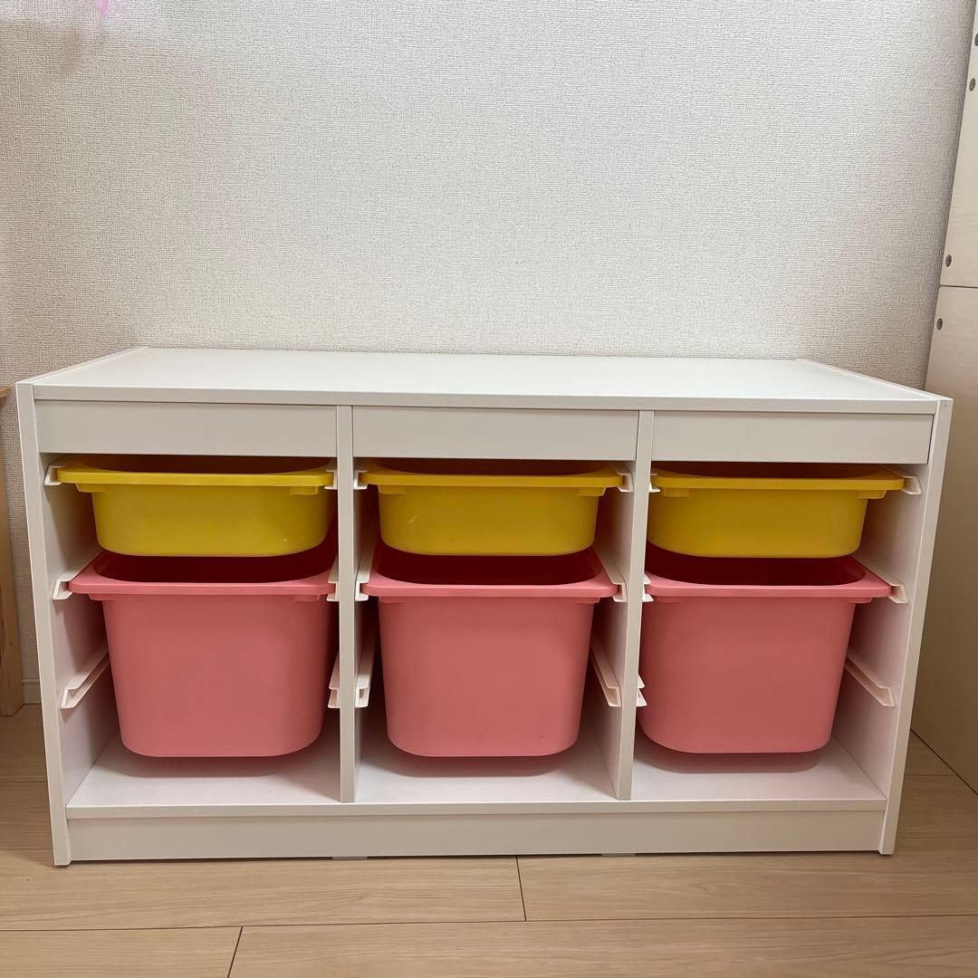 イケア トロファストホワイト収納棚 収納ケース6個つき