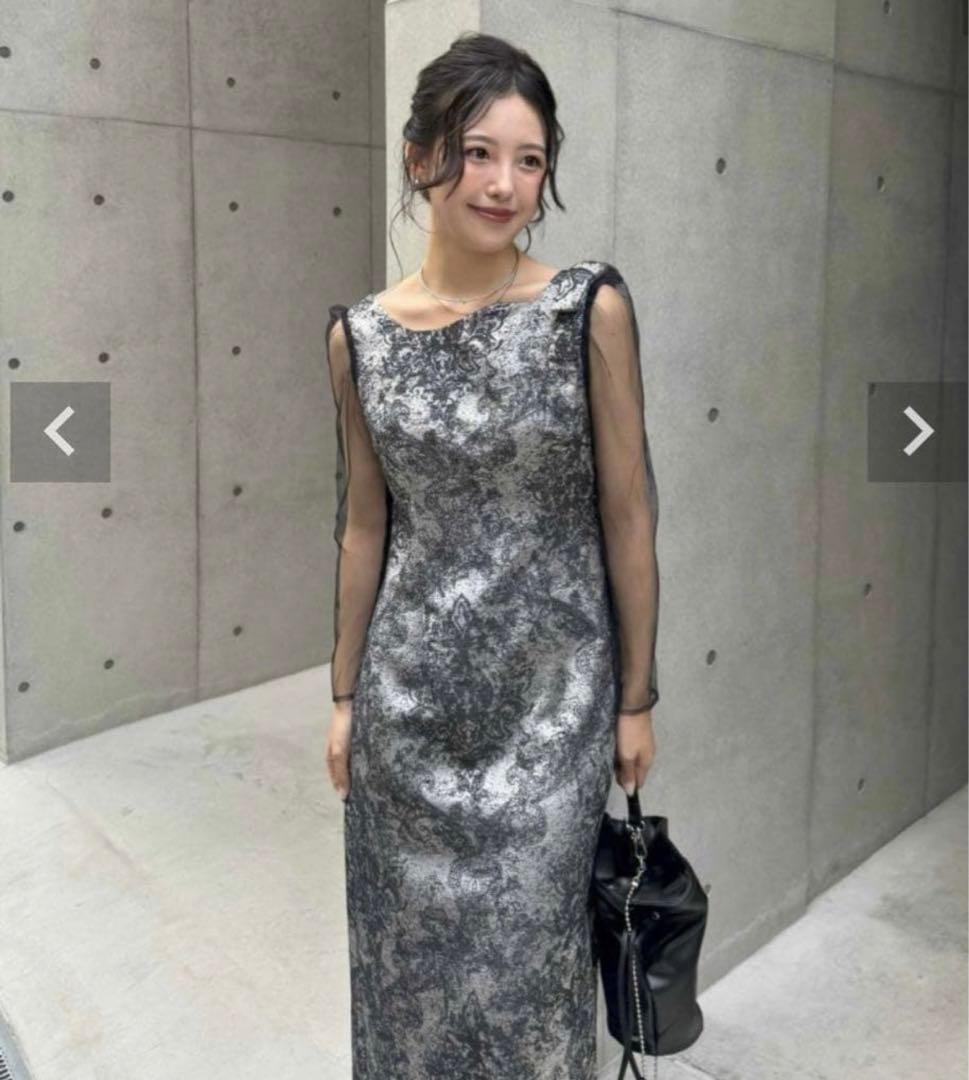 新品shoulder ribbon jacquard dress LE’RURE