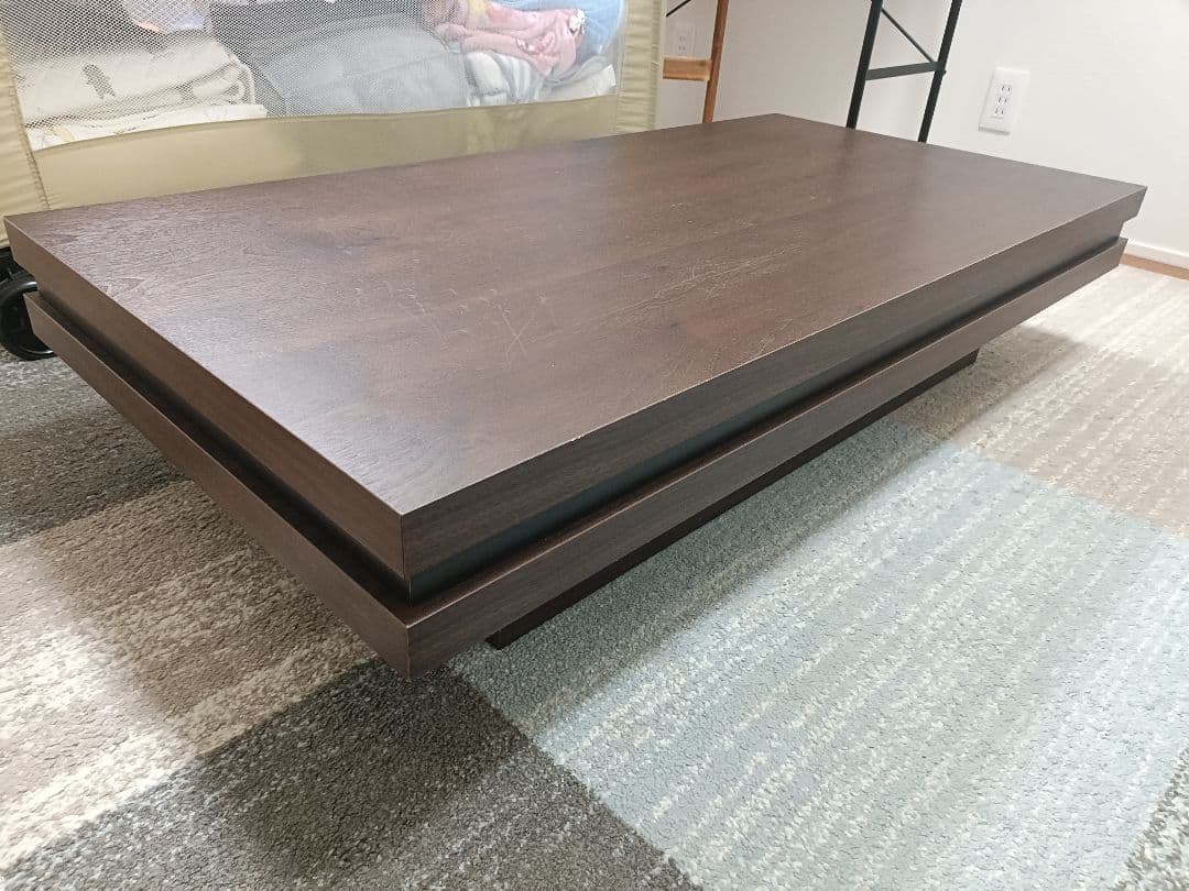 LOWYA ダークブラウン木製ローテーブル