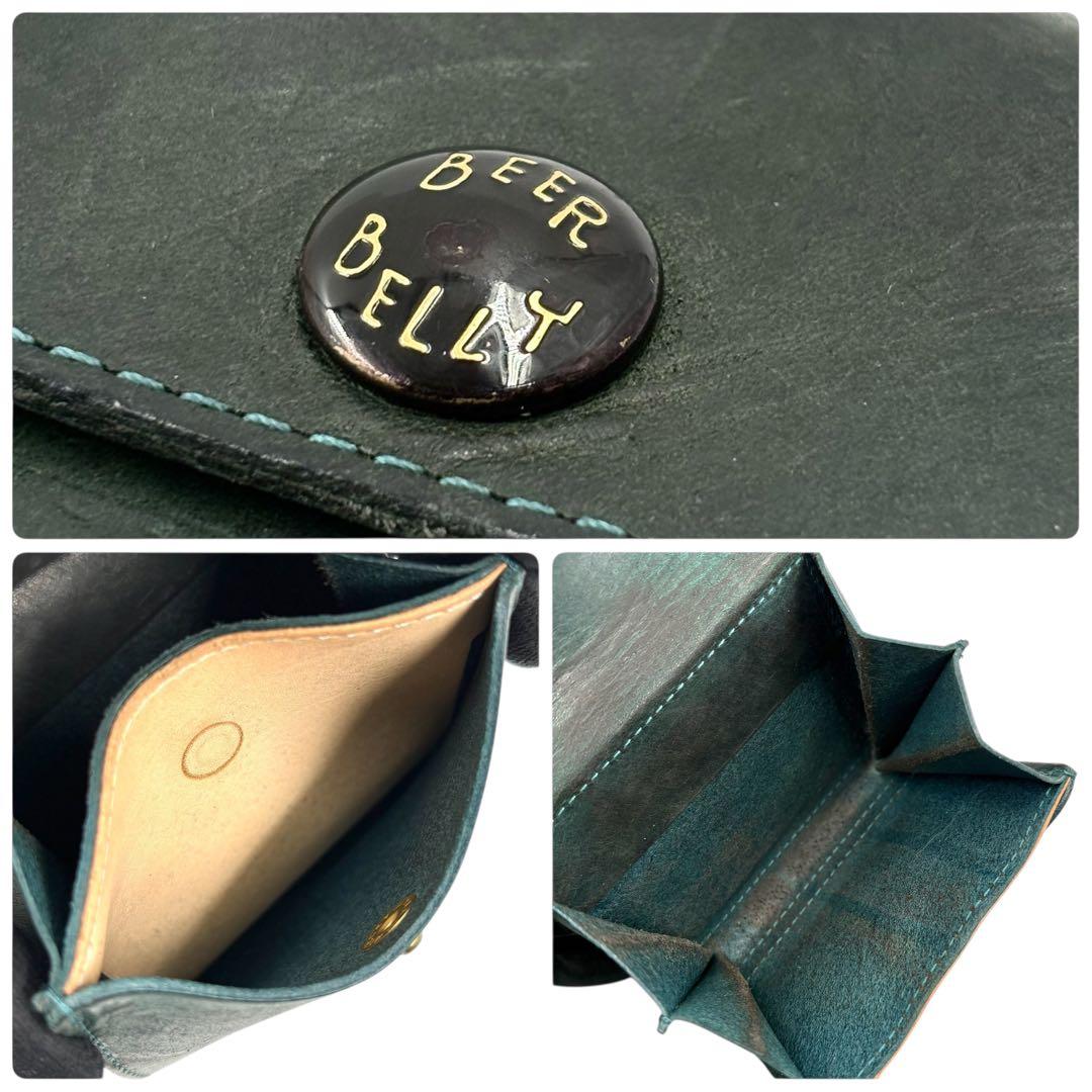 ビアベリー ハッチバック グリーン 折り財布 レザー レター型 コンパクト ミニ