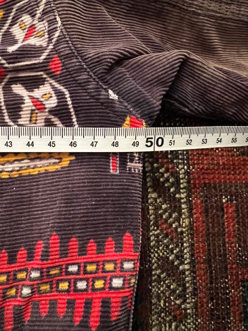 1950年代 50s プリントコーデュロイ シャツ　フェード